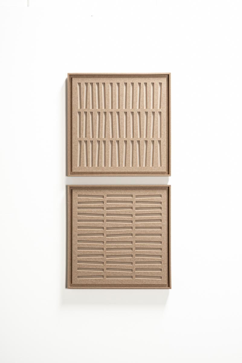 Acoustic wall art Harmoni Pale Sand - sound-absorbing 3D felt wall panel, 2-piece set