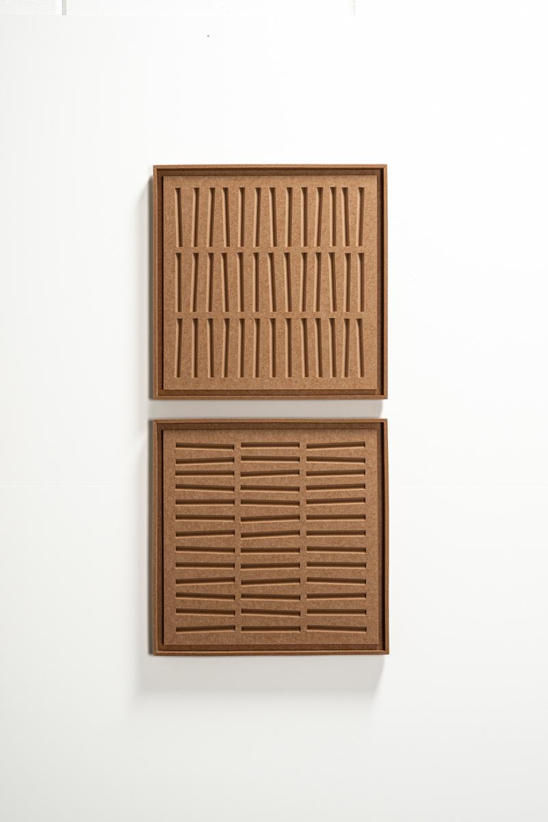 Acoustic wall art Harmoni Soft Dune - sound-absorbing 3D felt wall panel, 2-piece set