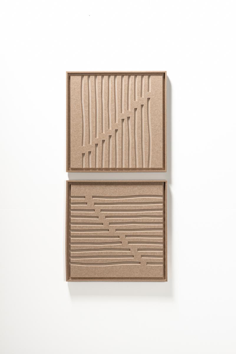 Acoustic wall art Linoa Pale Sand - sound-absorbing 3D felt wall panel, 2-piece set
