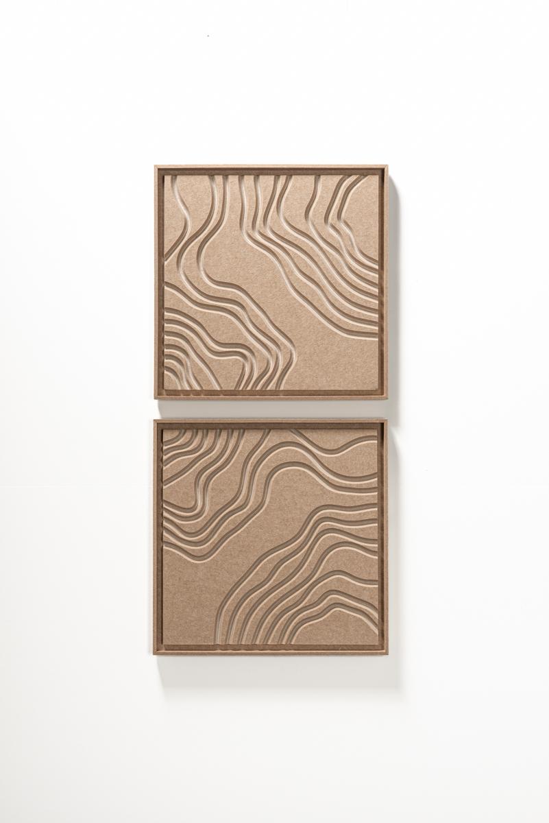 Acoustic wall art Naturale Pale Sand - sound-absorbing 3D felt wall panel, 2-piece set
