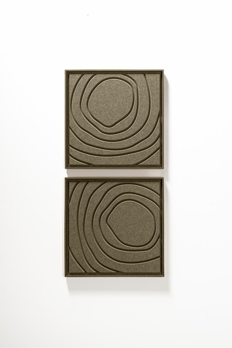 Acoustic wall art Aura Olive Mist - sound-absorbing 3D felt wall panel, 2-piece set