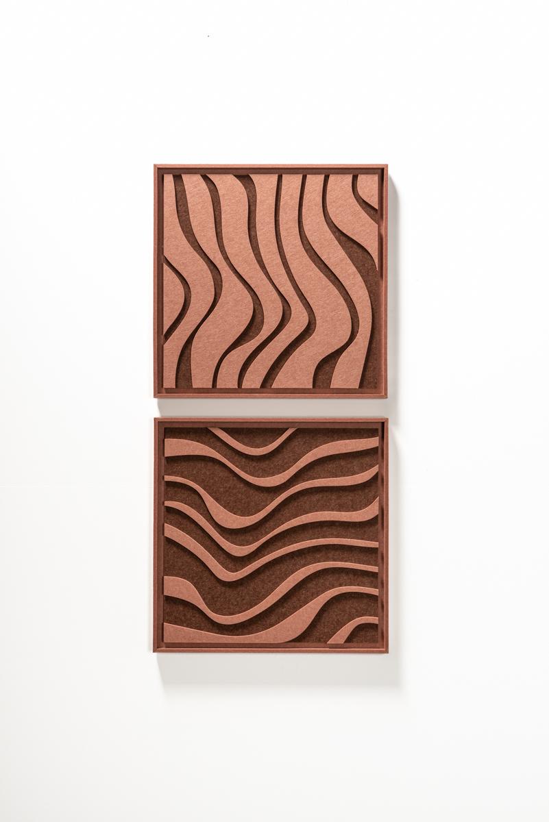 Acoustic wall art Oasis Terra Bloom - sound-absorbing 3D felt wall panel, 2-piece set