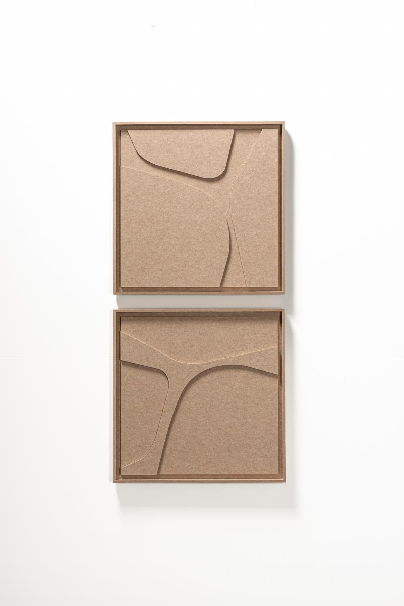 Acoustic wall art Serene Pale Sand - sound-absorbing 3D felt wall panel, 2-piece set
