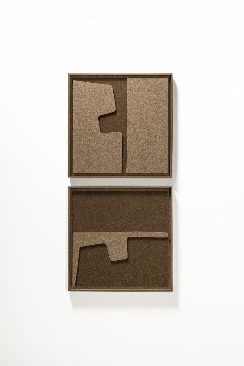 Acoustic wall art Estile Olive Mist - sound-absorbing 3D felt wall panel, 2-piece set