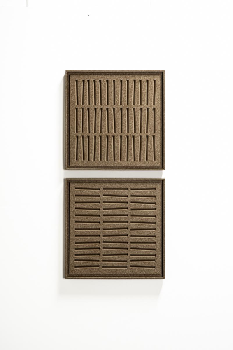 Acoustic wall art Harmoni Olive Mist - sound-absorbing 3D felt wall panel, 2-piece set