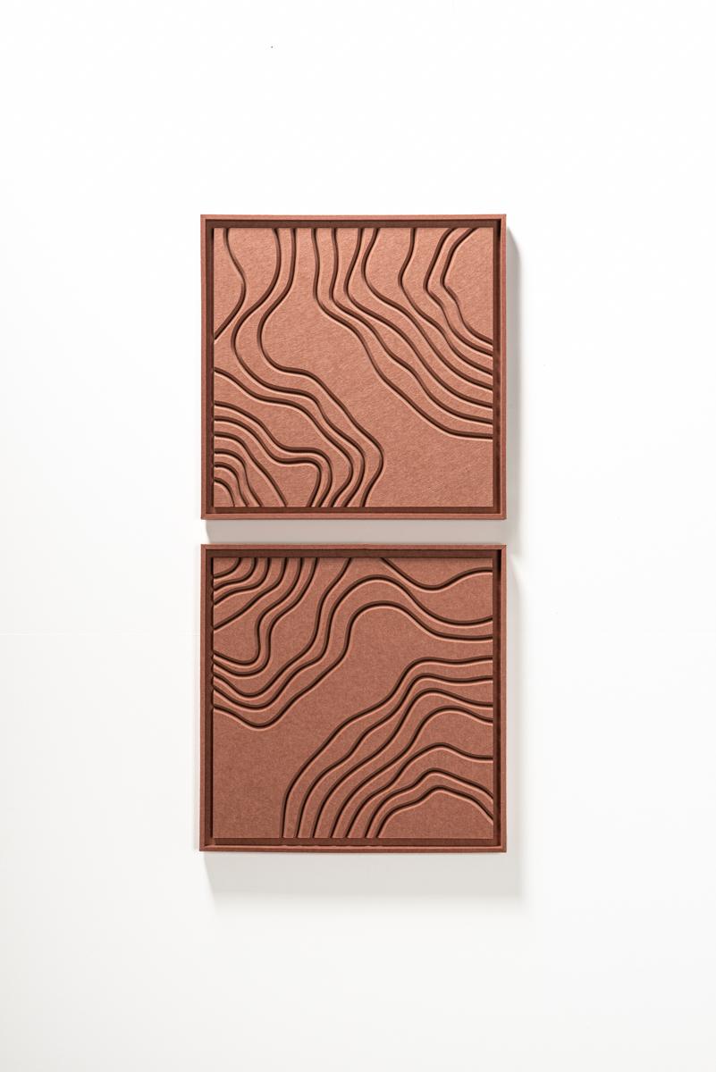 Acoustic wall art Naturale Terra Bloom - sound-absorbing 3D felt wall panel, 2-piece set