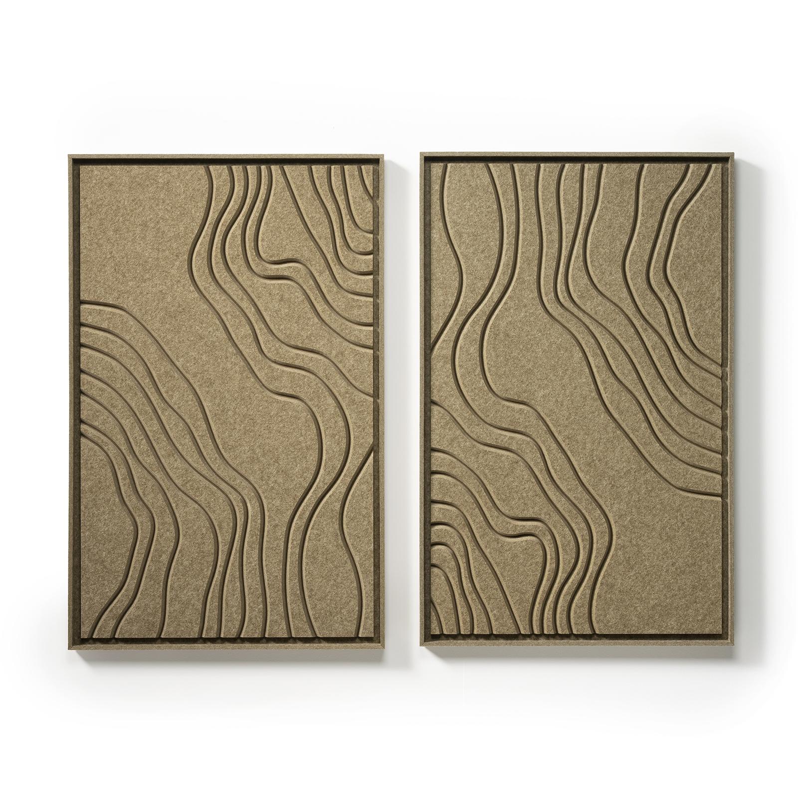 Acoustic wall art Naturale Olive Mist - sound-absorbing 3D felt wall panel, 2-piece set