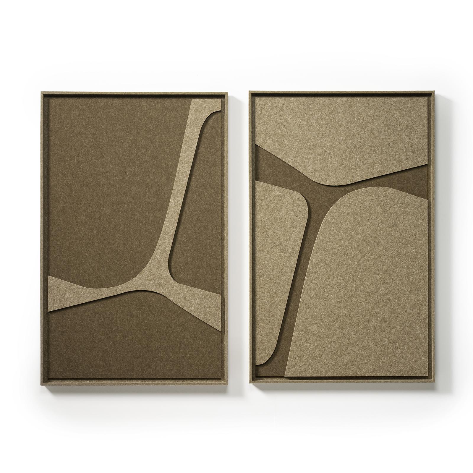 Acoustic wall art Serene Olive Mist - sound-absorbing 3D felt wall panel, 2-piece set