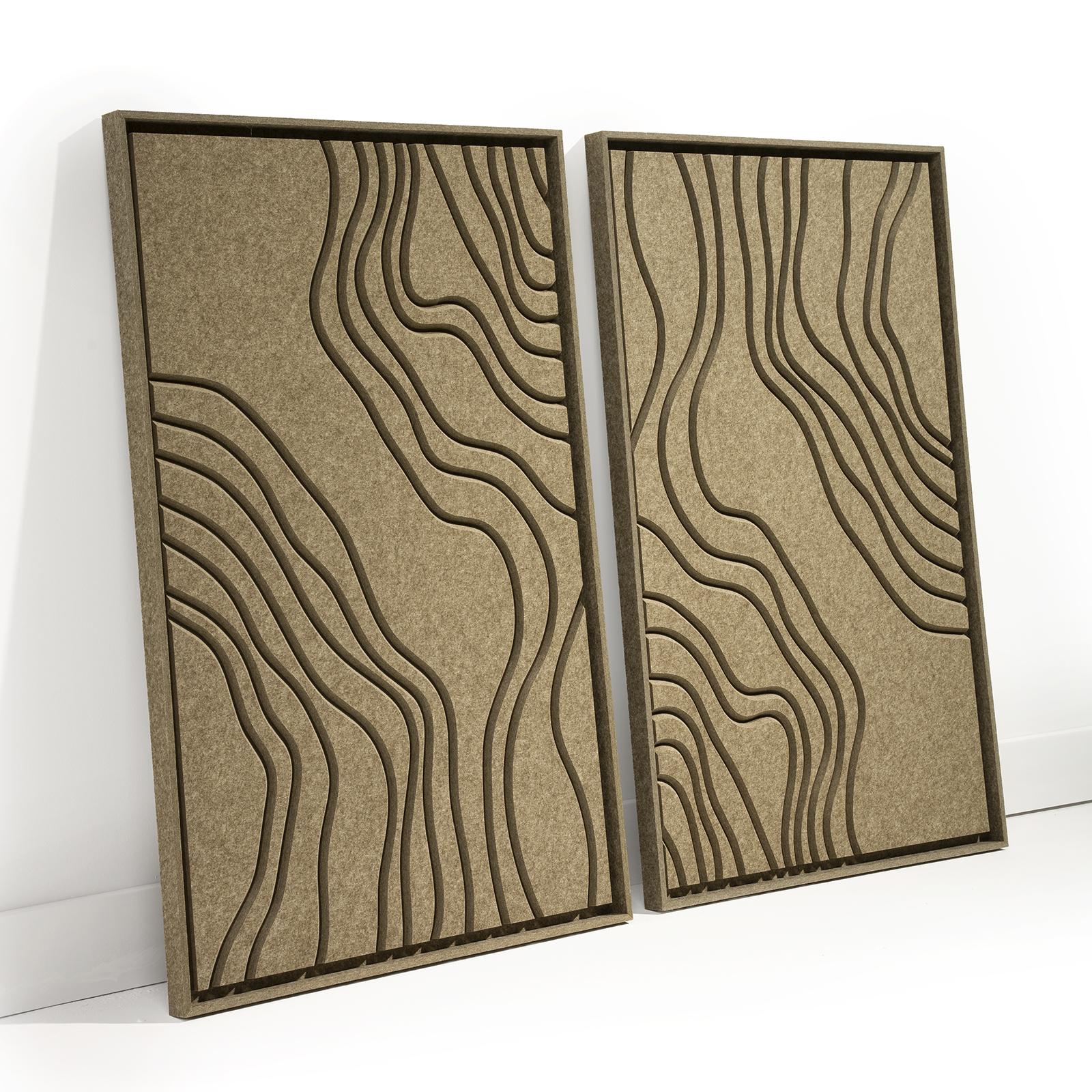 Acoustic wall art Naturale Olive Mist - sound-absorbing 3D felt wall panel, 2-piece set in interieur