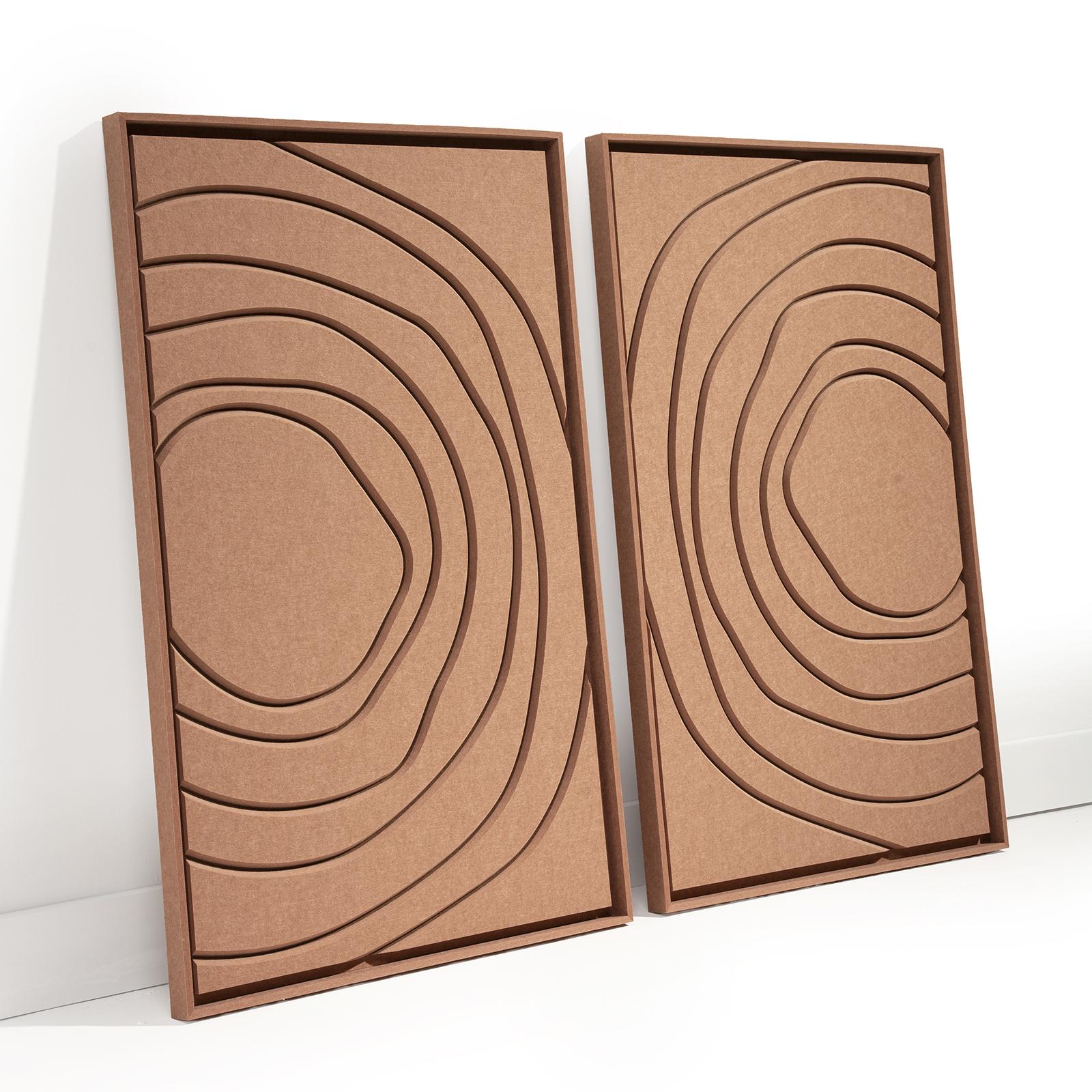 Acoustic wall art Aura Terra Bloom - sound-absorbing 3D felt wall panel, 2-piece set in interieur