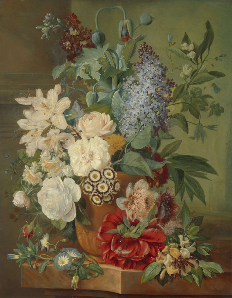 Flowers in a terracotta vase - artwork in frame preview