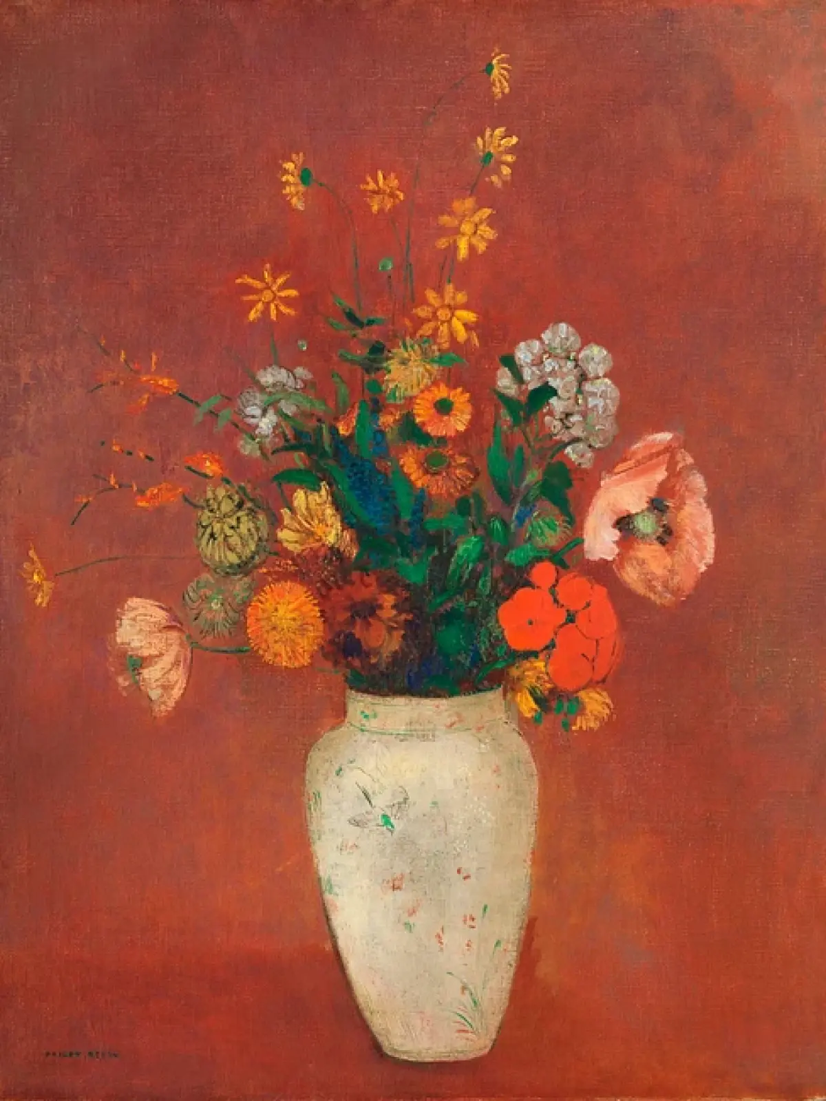 Bouquet in a Chinese Vase - artwork in frame preview