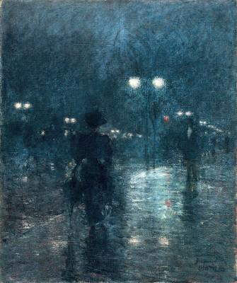 Fifth avenue nocturne city street scene - artwork in frame preview