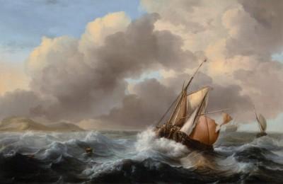 Fishing vessels offshore in a heavy sea