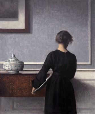 Interior With Young Woman Vilhelm Hammershoi - artwork in frame preview