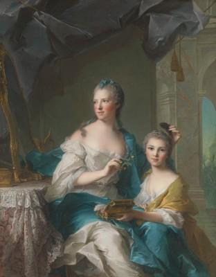 Madame marsollier and her daughter in an outdoor scene - artwork in frame preview