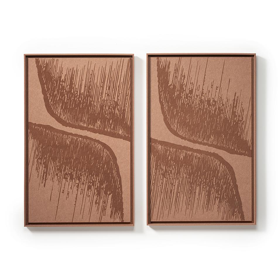 Two FeltArt Botany Terra Bloom panels in a contemporary interior — size L, view 1 of 3