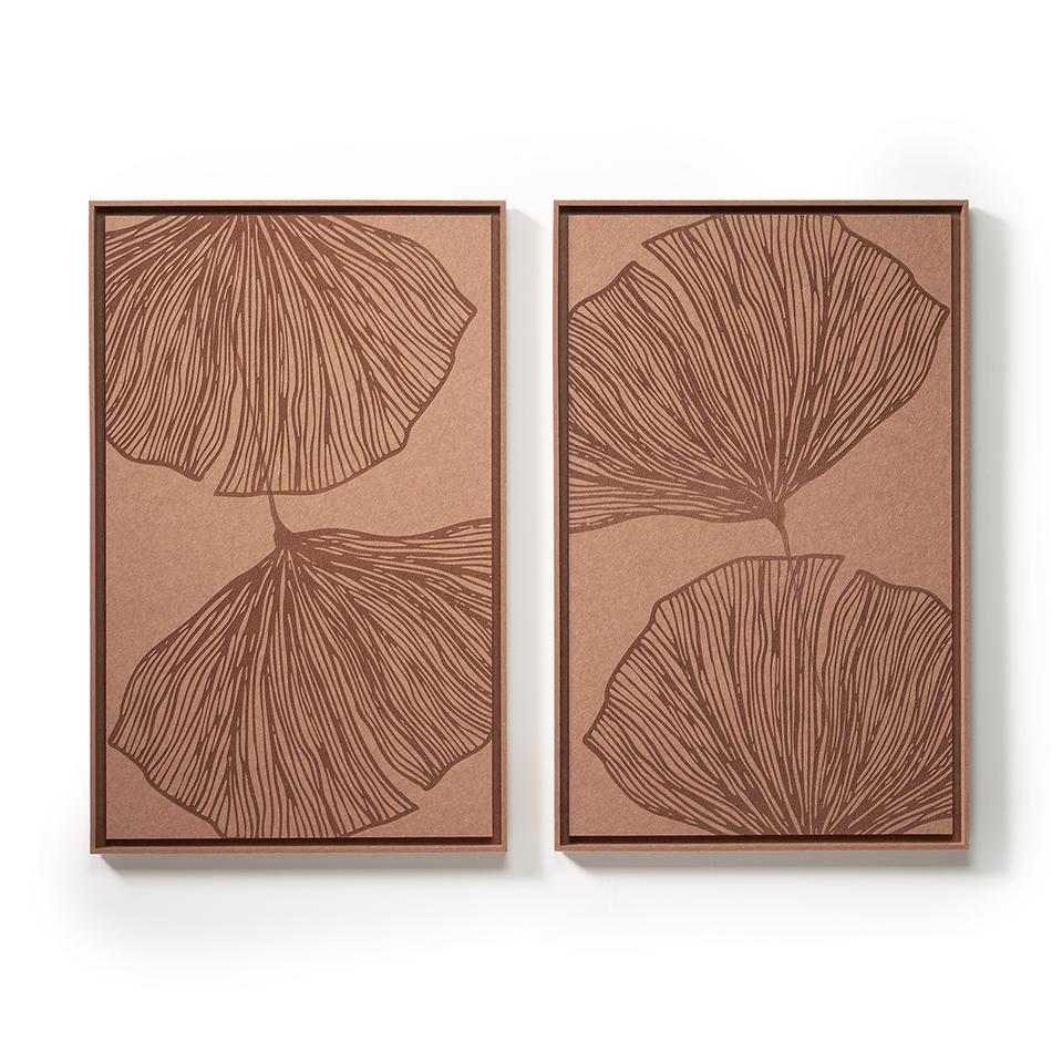 Two FeltArt Verdure Terra Bloom panels in a contemporary interior — size L, view 1 of 3