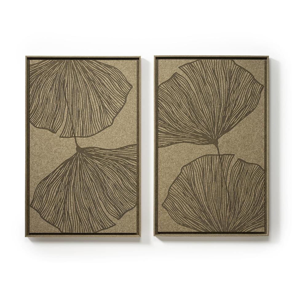 Two FeltArt Verdure Olive Mist panels in a contemporary interior — size L, view 1 of 3