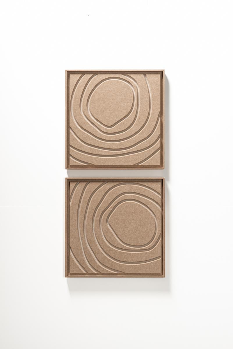 Acoustic wall art Aura Pale Sand - sound-absorbing 3D felt wall panel, 2-piece set