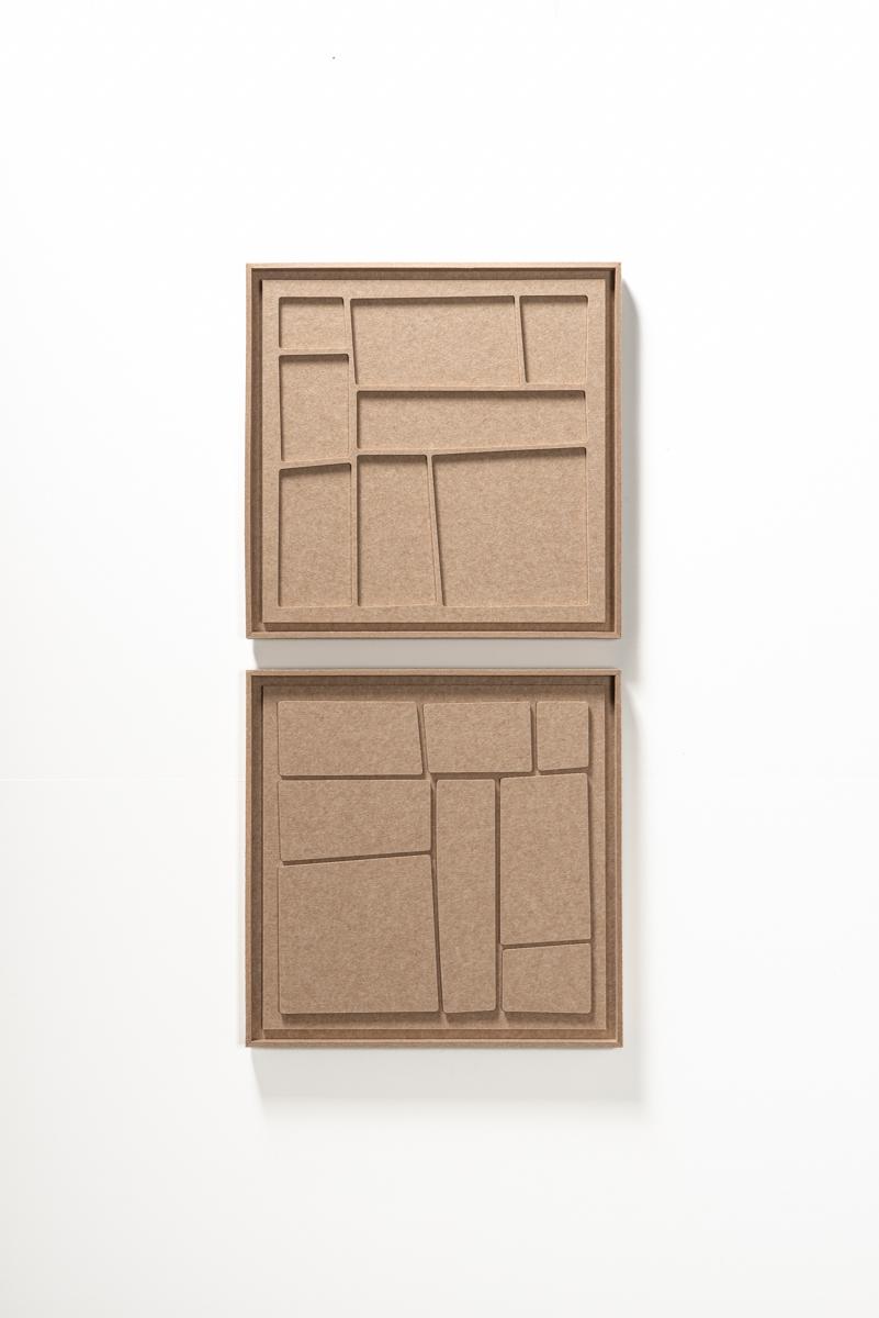 Acoustic wall art Modura Pale Sand - sound-absorbing 3D felt wall panel, 2-piece set