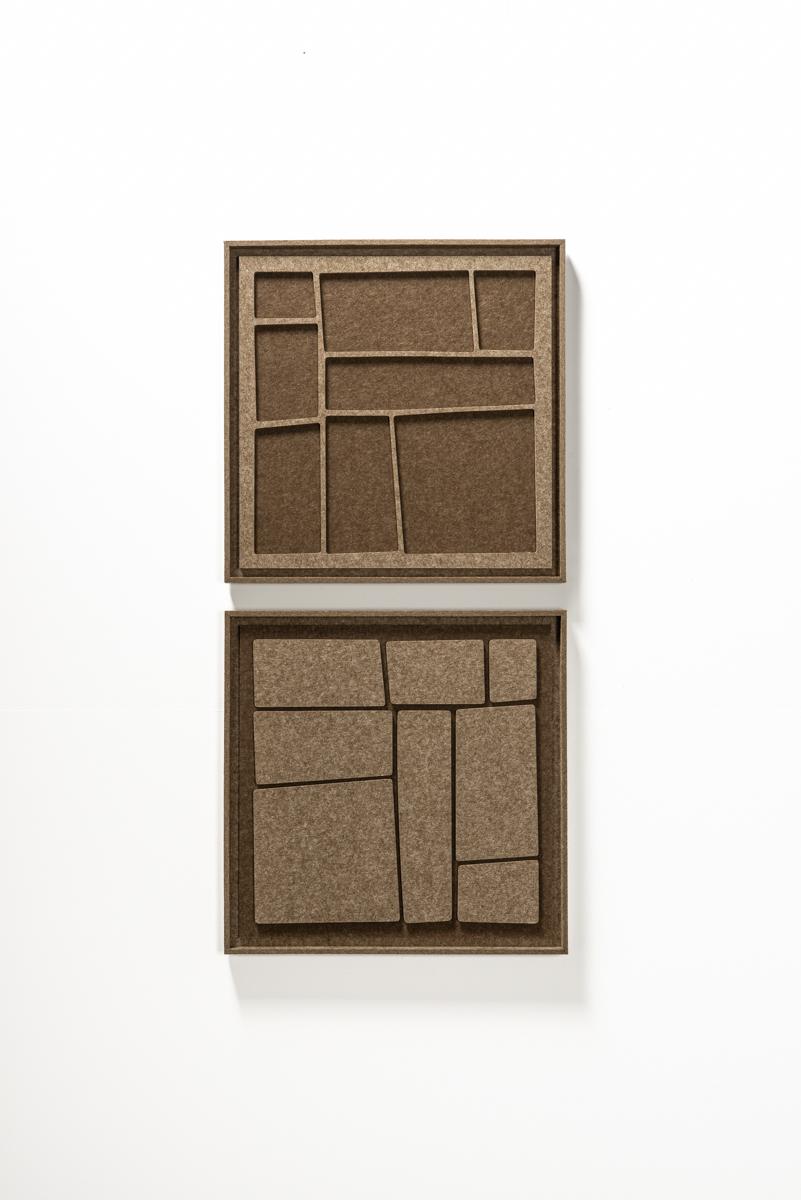 Acoustic wall art Modura Olive Mist - sound-absorbing 3D felt wall panel, 2-piece set