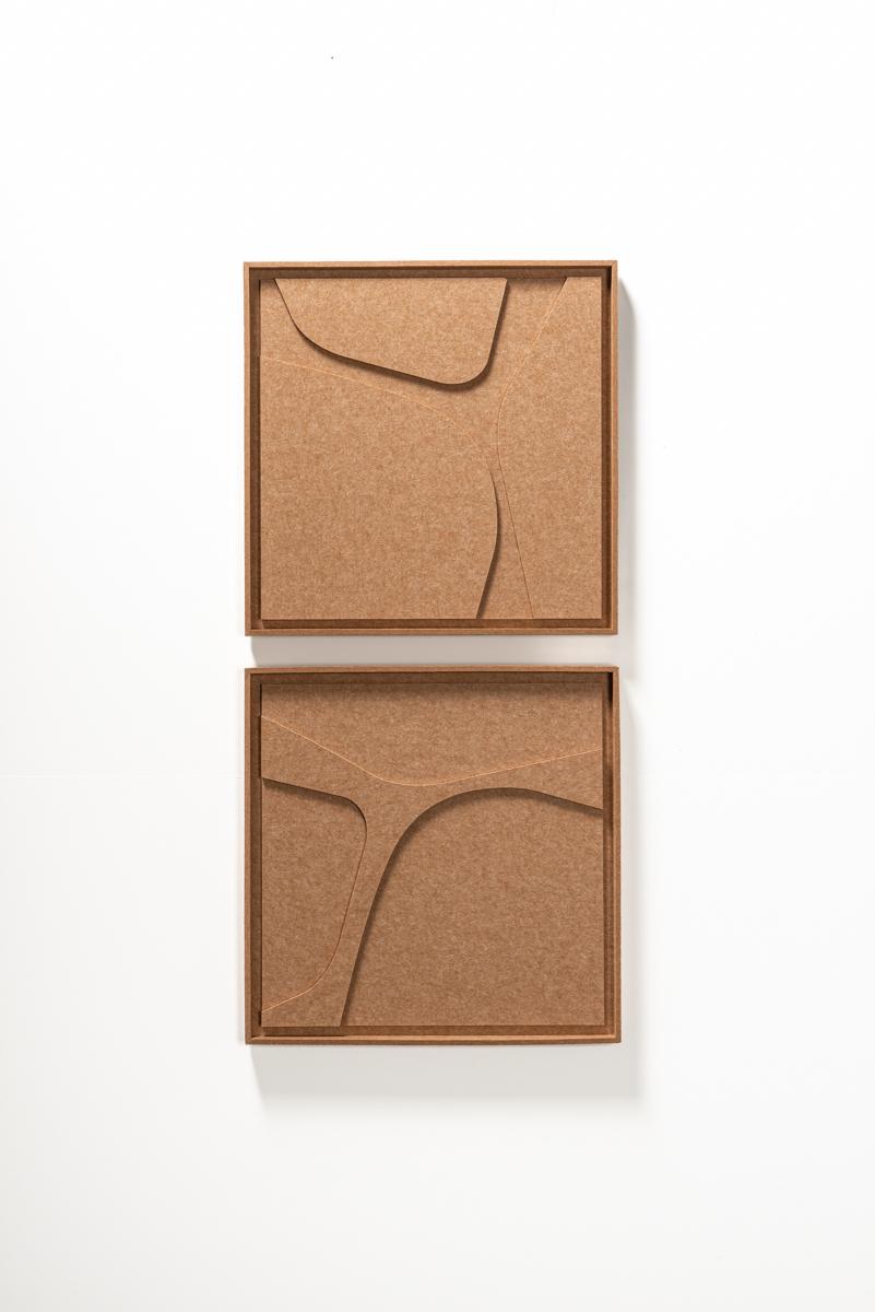 Acoustic wall art Serene Soft Dune - sound-absorbing 3D felt wall panel, 2-piece set