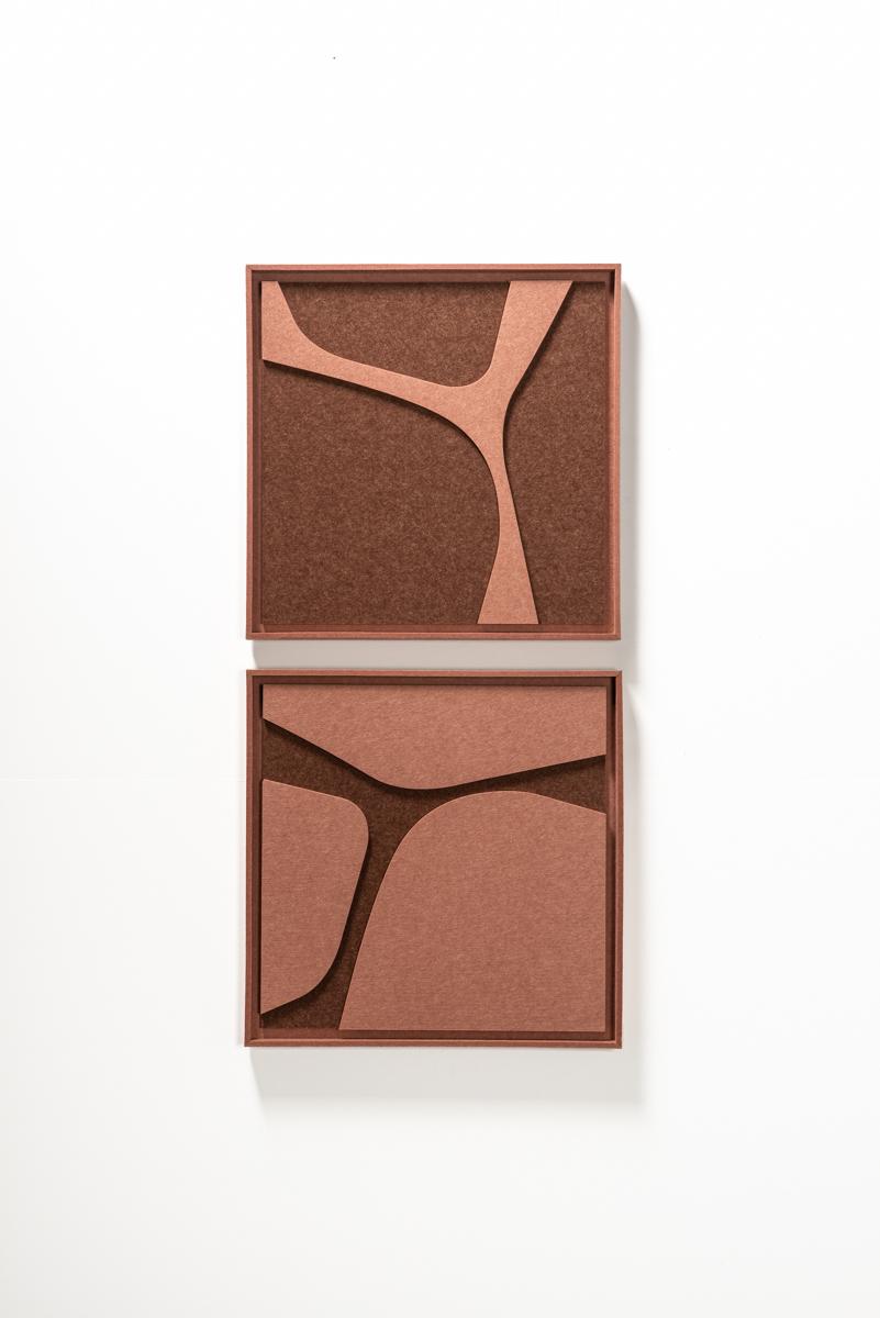 Acoustic wall art Serene Terra Bloom - sound-absorbing 3D felt wall panel, 2-piece set