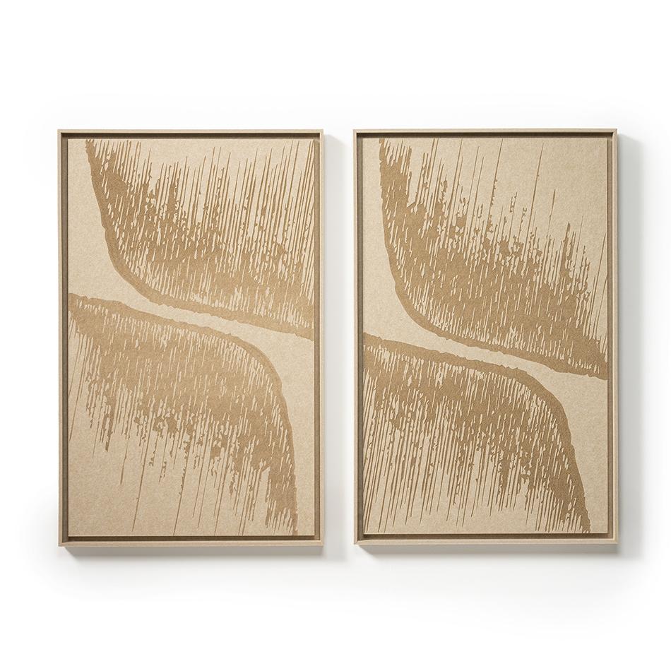 Two FeltArt Botany Pale Sand panels in a contemporary interior — size L, view 1 of 3