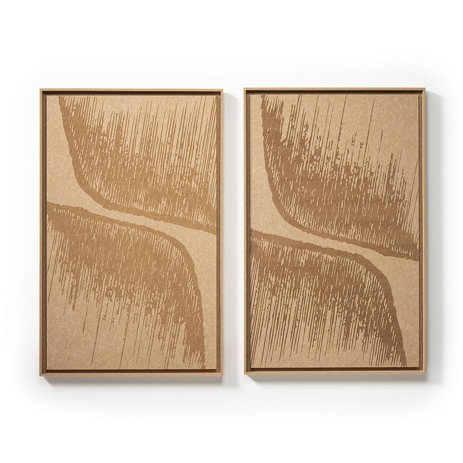 Two FeltArt Botany Soft Dune panels in a contemporary interior — size L, view 1 of 3