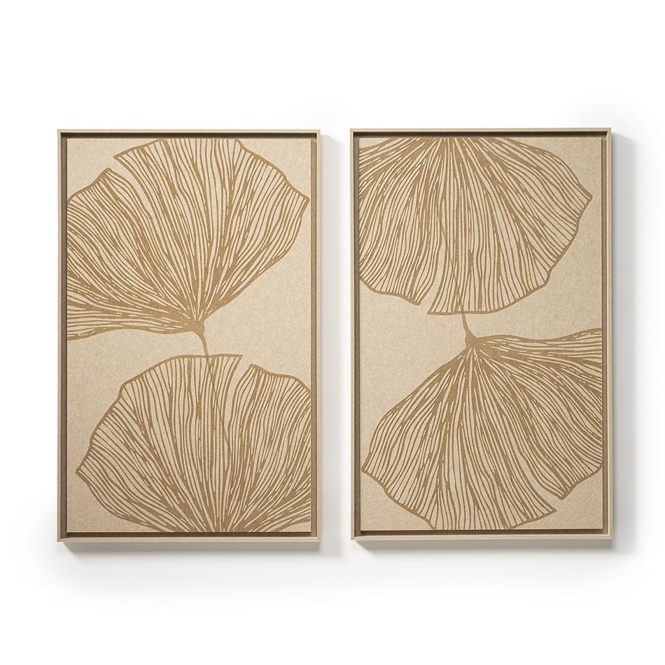 Two FeltArt Verdure Pale Sand panels in a contemporary interior — size L, view 1 of 3
