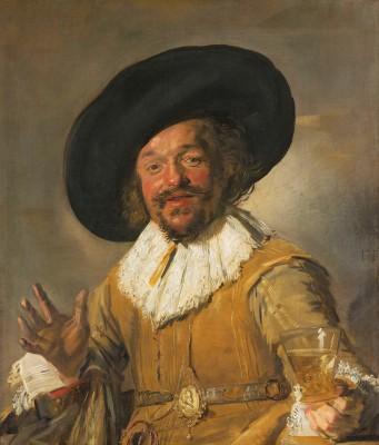De vrolijke drinker outdoor scene in yellow tones - artwork in frame preview