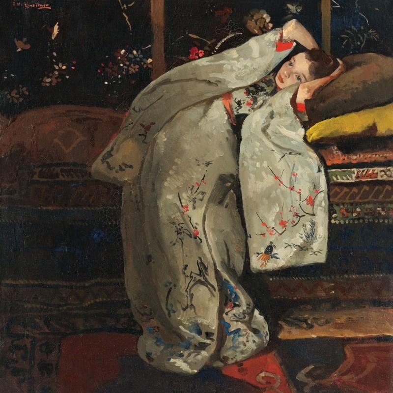 Girl in a White Kimono - artwork in frame preview