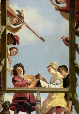 Musical group on a balcony at dusk - artwork in frame preview