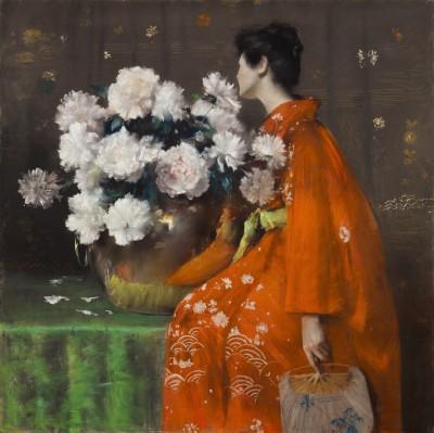 Peonies in an outdoor garden scene