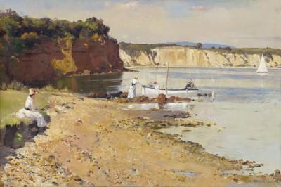 Slumbering sea mentone outdoor scene - artwork in frame preview