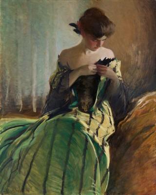 Study in black and green outdoor scene - artwork in frame preview