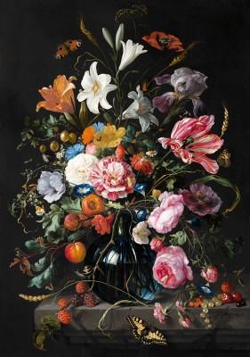 Vase with flowers in an outdoor setting