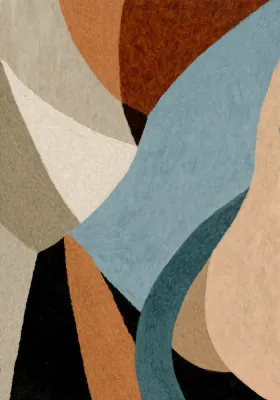 Organic abstract landscape with orange strokes