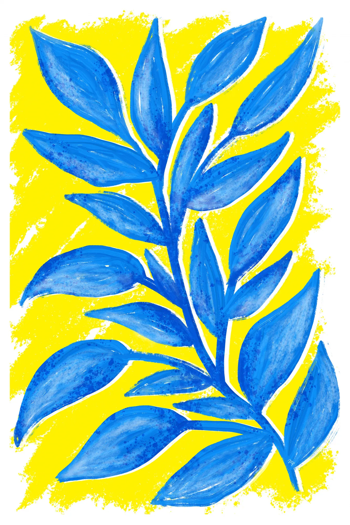 Blue leaf harmony in vibrant yellow