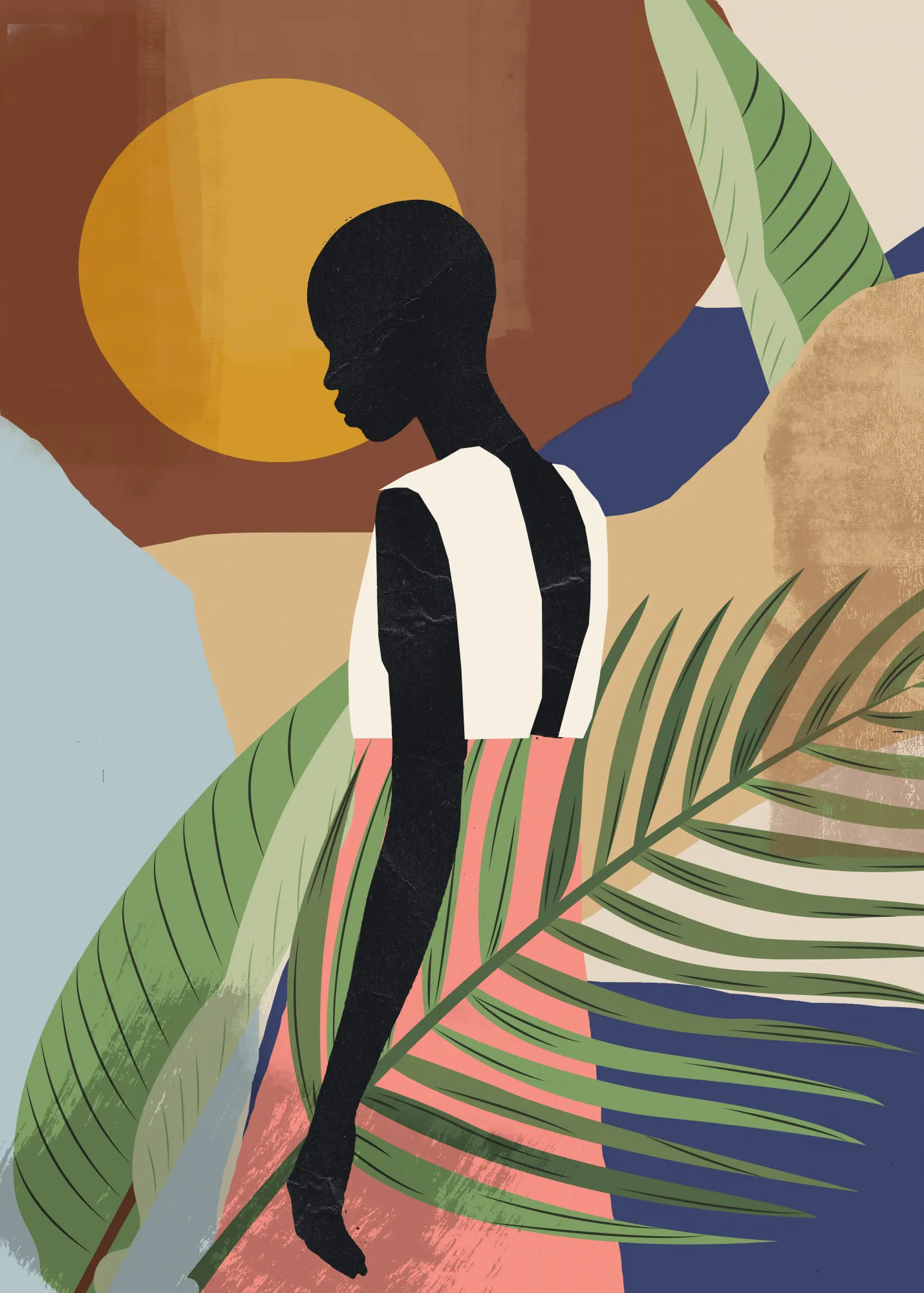 Tropical girl shape vertical abstract portrait