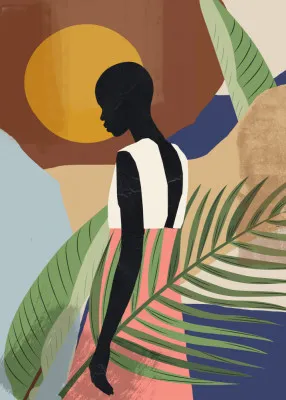 Tropical girl shape vertical abstract portrait