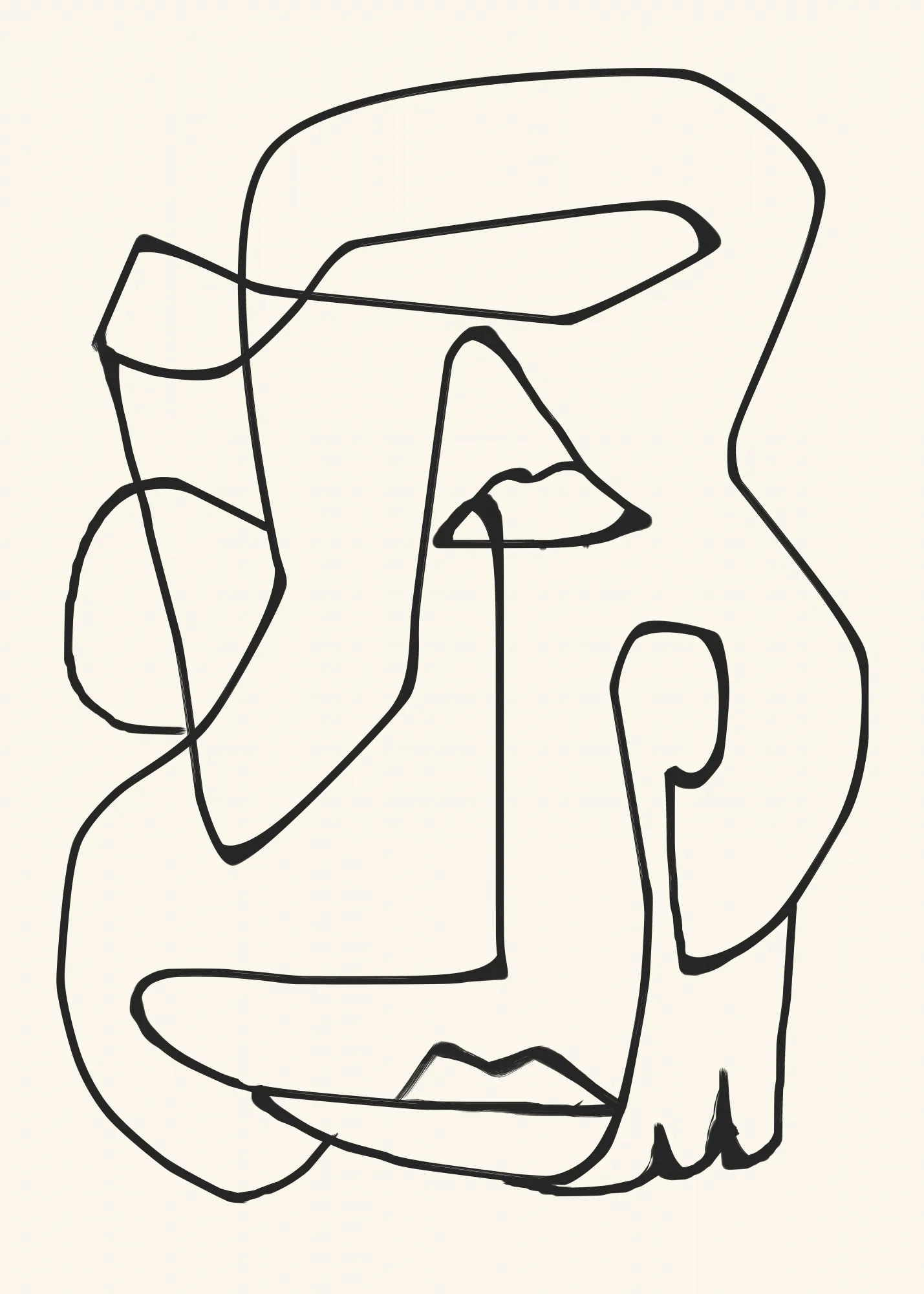 Abstract line art portrait in black and white