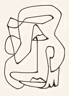 Abstract line art portrait in black and white