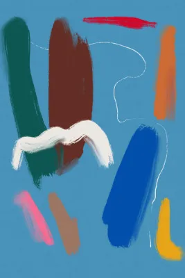 Bold blue brushstrokes in motion