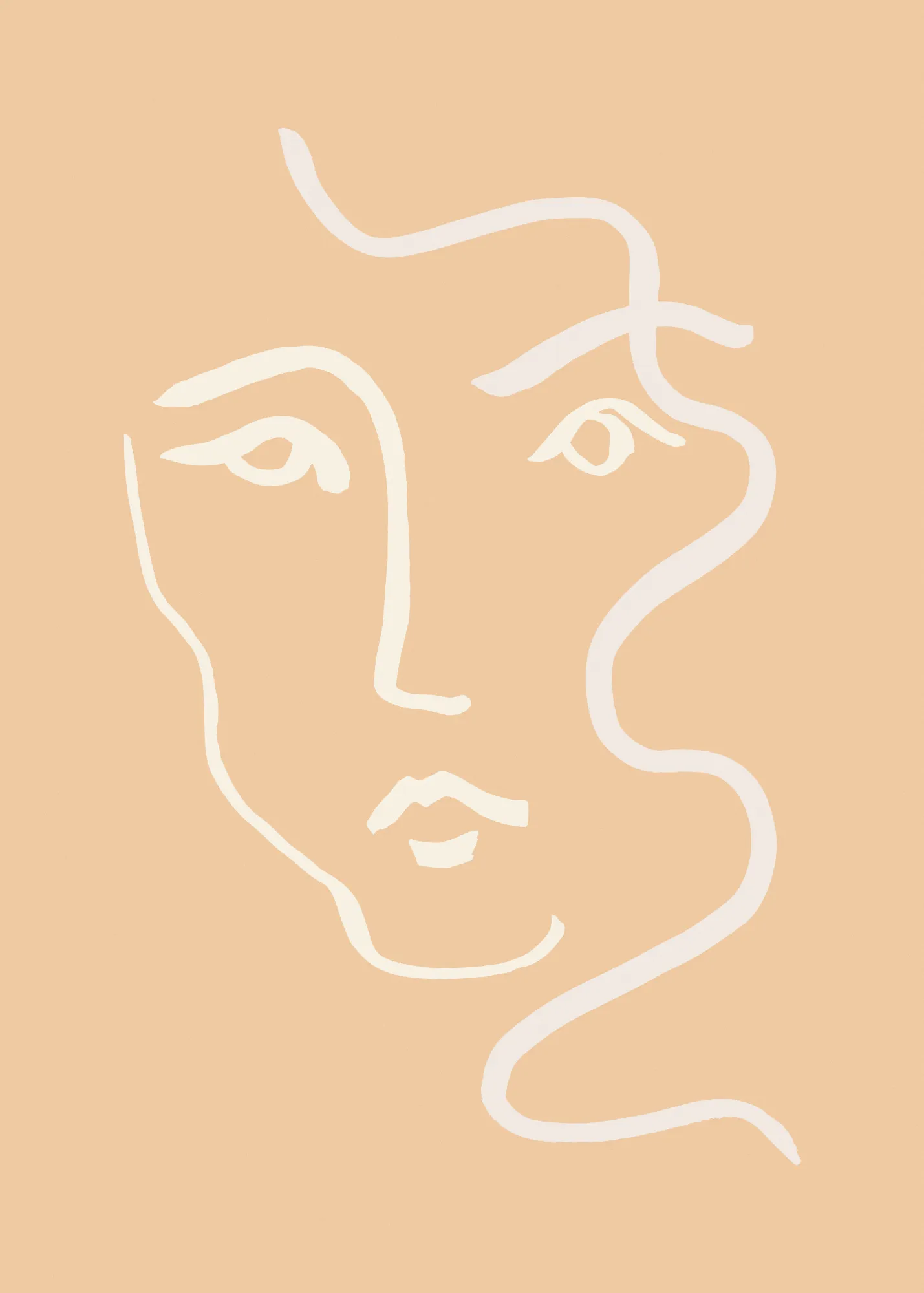 Portrait with peach fuzz and plain background