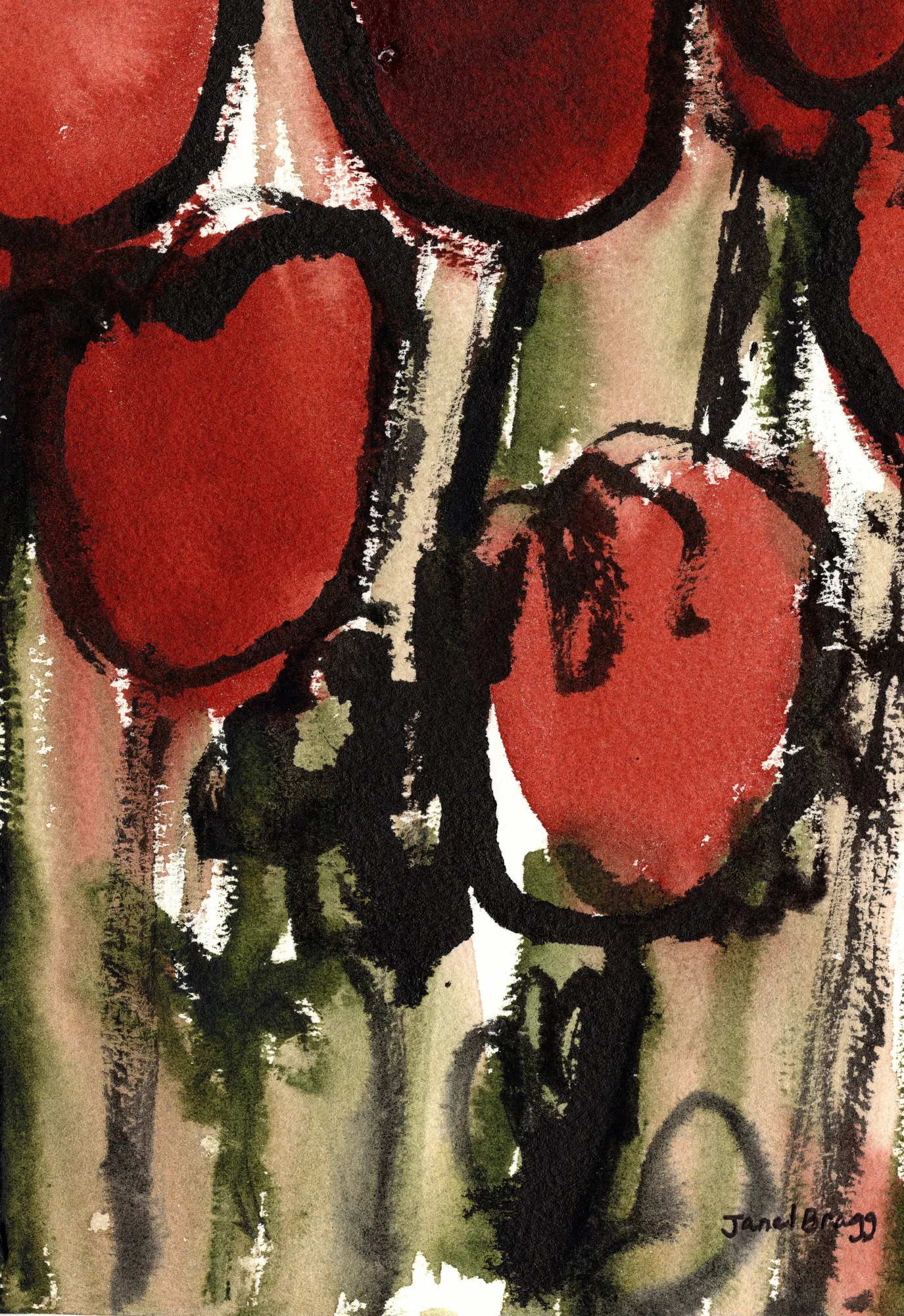 Tulips i by janel bragg in abstract watercolor