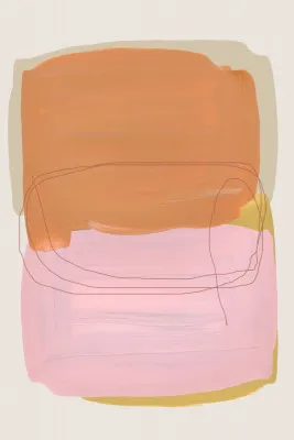 Abstract brush strokes in warm peach and pink tones