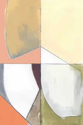 Dusty pink and yellow abstract outdoor scene