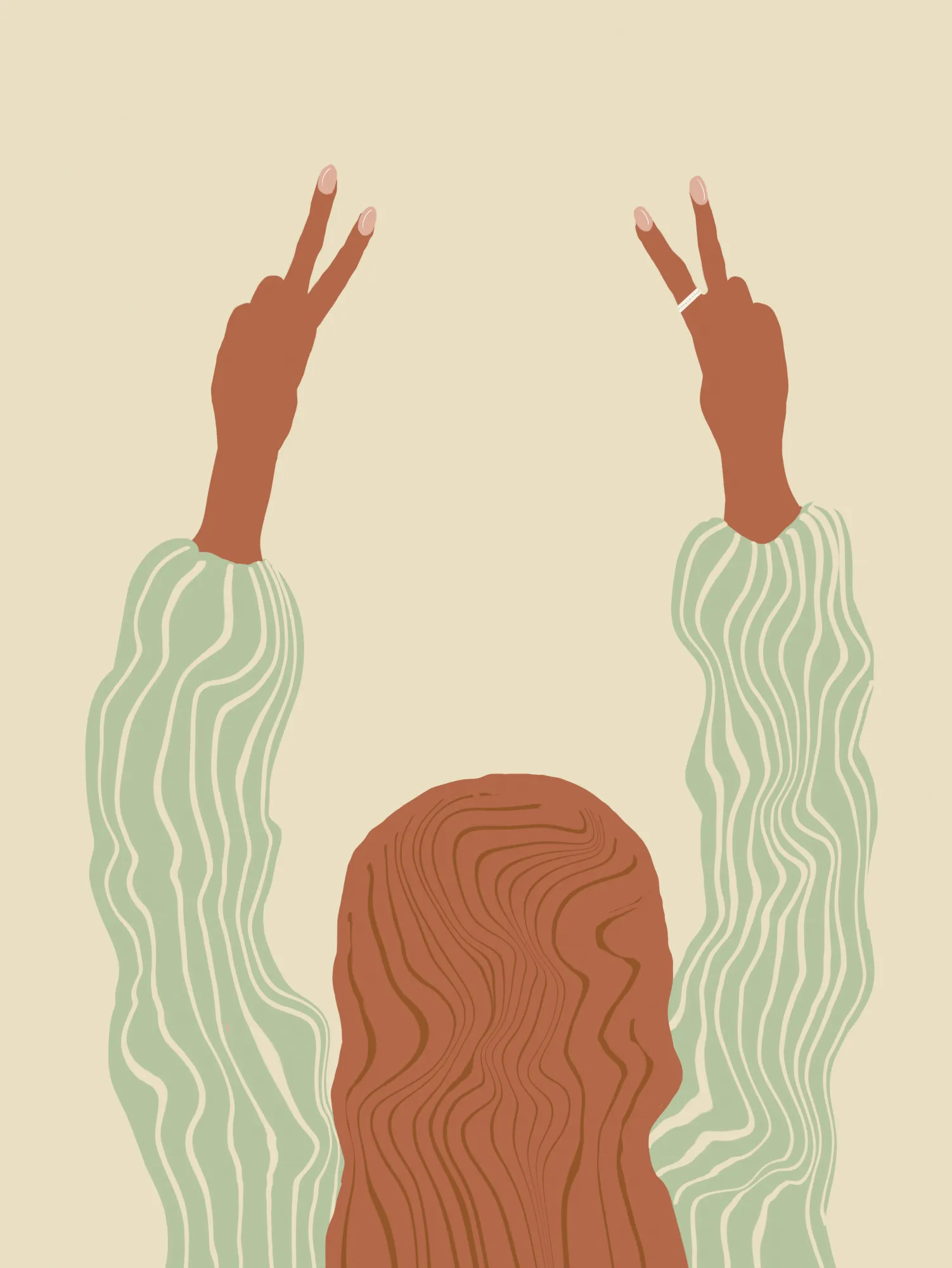 Peace illustration with hand sign and stripes